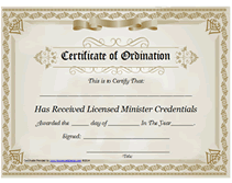 Ordained Minister Certificate Template